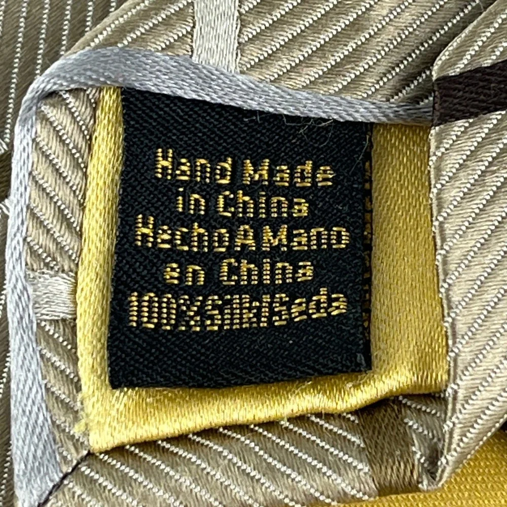 Donald J. Trump Silk Tie Mens One Size Champagne Gold Plaid Signature Collection